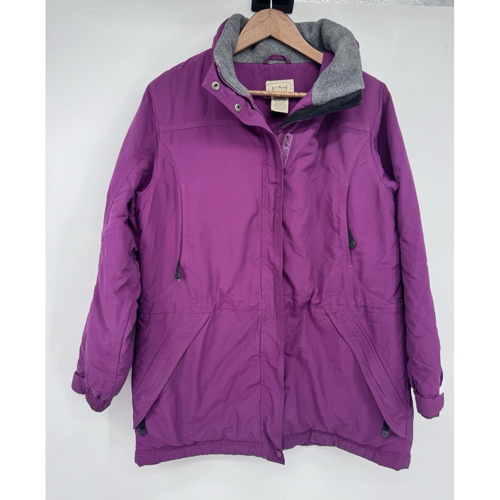 L.L.Bean Women's Purple Fleece Lined Insulated Parka Jacket L Gorpcore Polartec